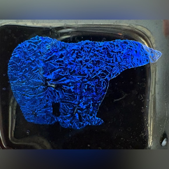 Dichroic Fused Glass Polar Bear And Northern Lights Brooch Pendant - Picture 6 of 6